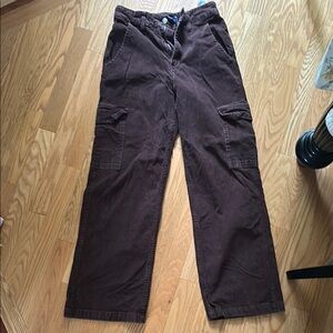 Hollister Brown Cargo, ultra high rise baggy pants. Straight Leg.